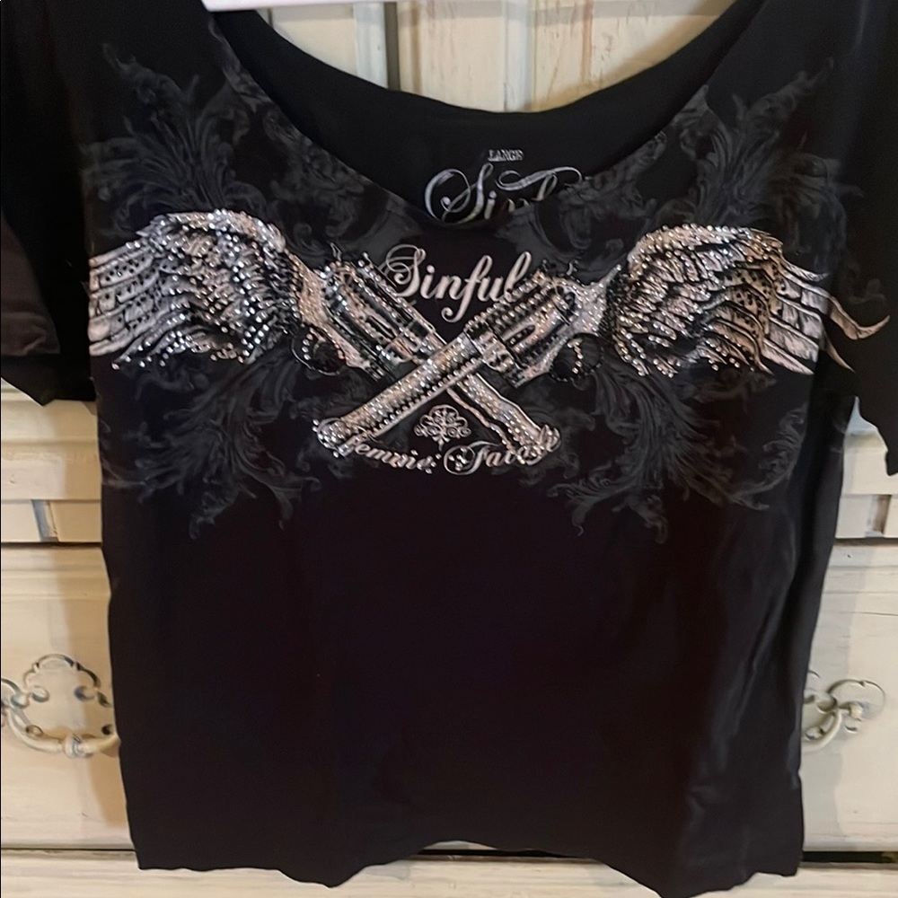 Sinful Black Graphic Women's Top